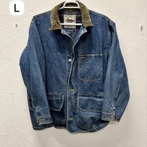 Nautica Men's Denim Jacket with Tan Collar